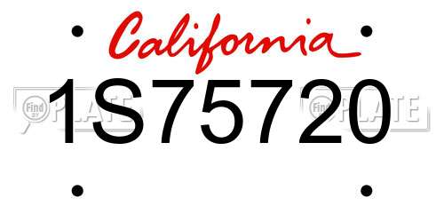 1S75720 California License Plate