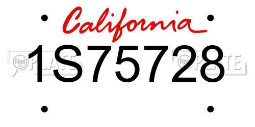 1S75728 California License Plate