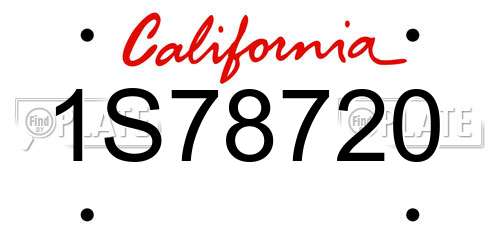 1S78720 California License Plate