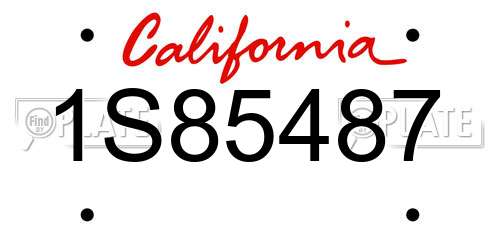 1S85487 California License Plate