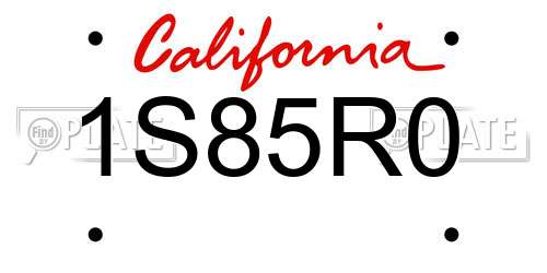 1S85R0 California License Plate