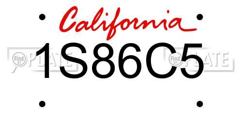 1S86C5 California License Plate