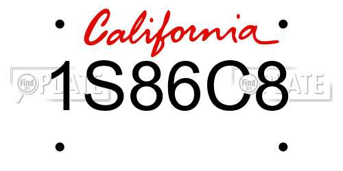 1S86C8 California License Plate
