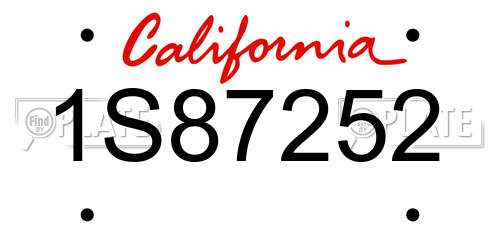 1S87252 California License Plate
