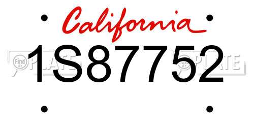 1S87752 California License Plate