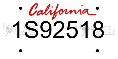 1S92518 California License Plate