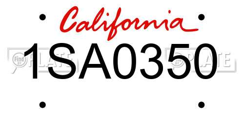 1SA0350 California License Plate