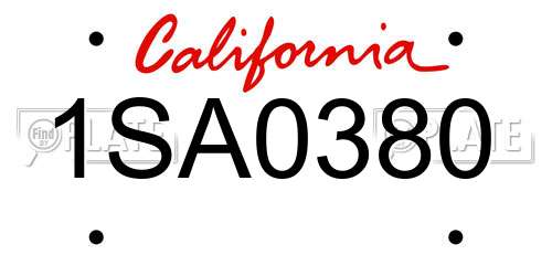 1SA0380 California License Plate