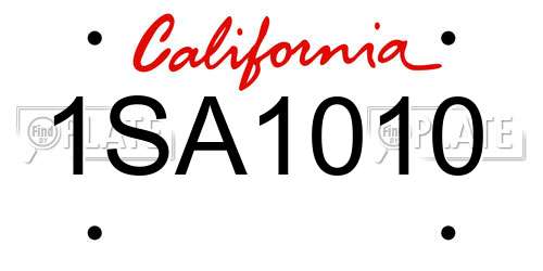1SA1010 California License Plate