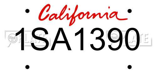 1SA1390 California License Plate