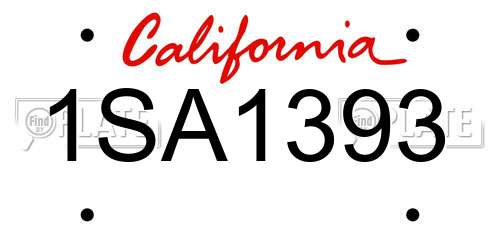 1SA1393 California License Plate