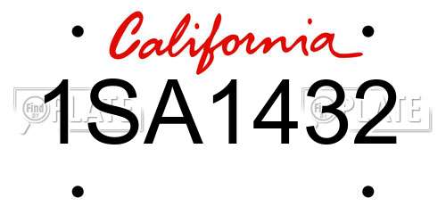 1SA1432 California License Plate