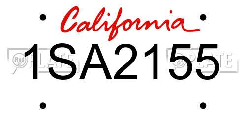 1SA2155 California License Plate