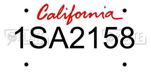 1SA2158 California License Plate