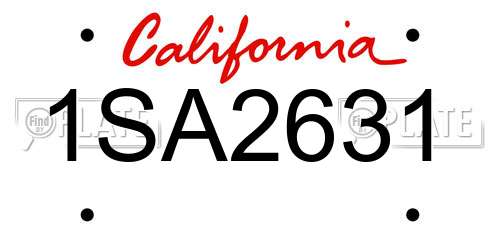 1SA2631 California License Plate