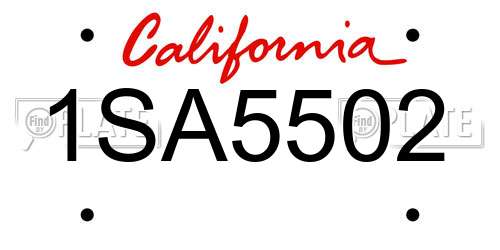 1SA5502 California License Plate
