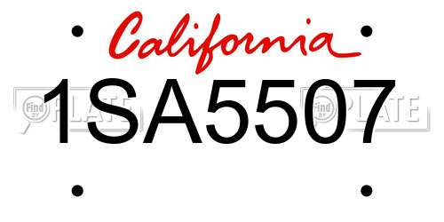 1SA5507 California License Plate
