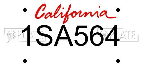 1SA564 California License Plate