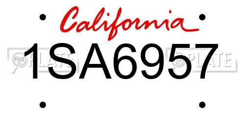 1SA6957 California License Plate
