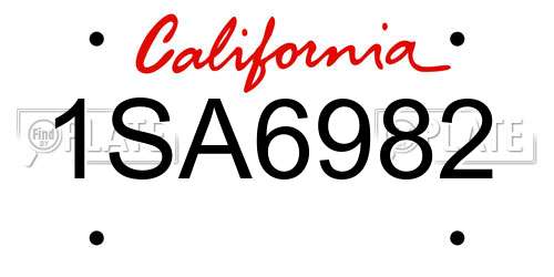 1SA6982 California License Plate
