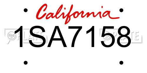 1SA7158 California License Plate