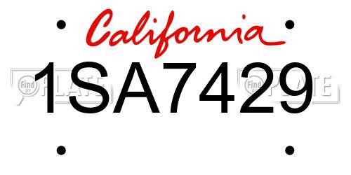1SA7429 California License Plate