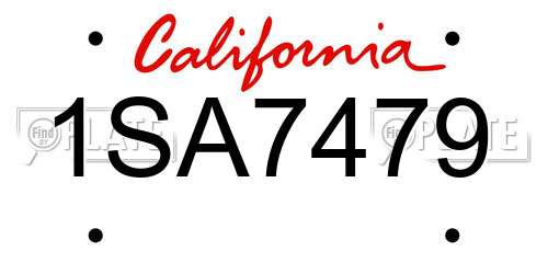 1SA7479 California License Plate