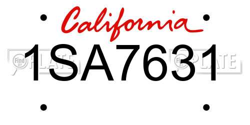 1SA7631 California License Plate
