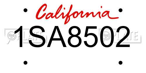 1SA8502 California License Plate