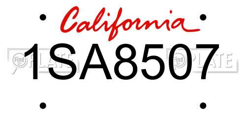 1SA8507 California License Plate