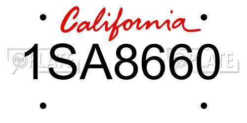 1SA8660 California License Plate