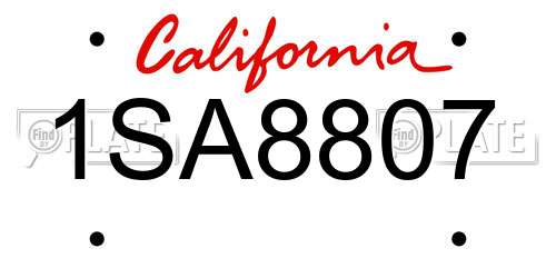 1SA8807 California License Plate