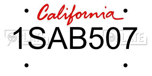 1SAB507 California License Plate