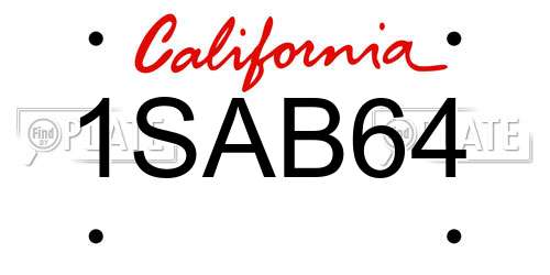 1SAB64 California License Plate