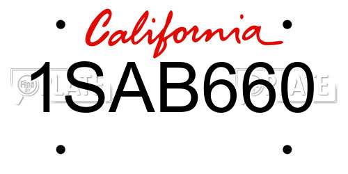 1SAB660 California License Plate