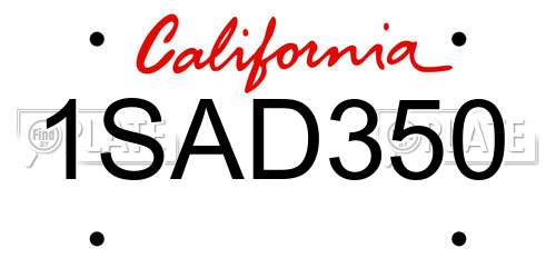 1SAD350 California License Plate