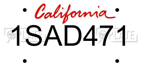 1SAD471 California License Plate