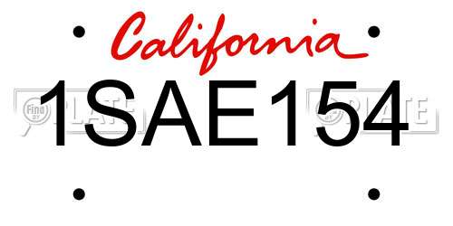 1SAE154 California License Plate
