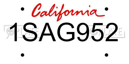 1SAG952 California License Plate