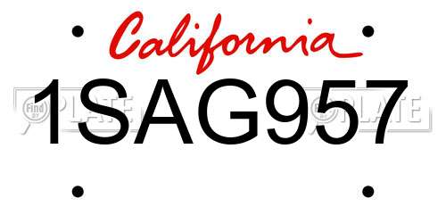 1SAG957 California License Plate