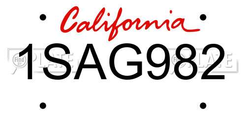 1SAG982 California License Plate