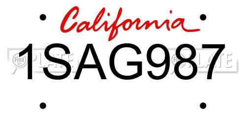 1SAG987 California License Plate