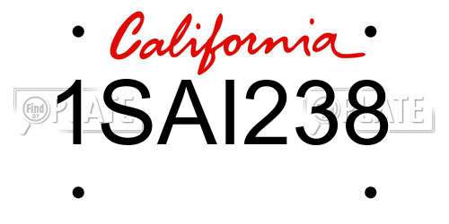 1SAI238 California License Plate