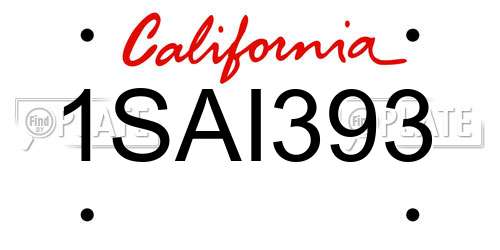 1SAI393 California License Plate