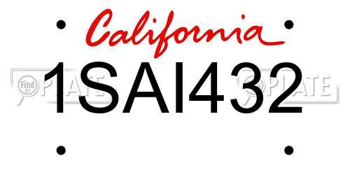 1SAI432 California License Plate