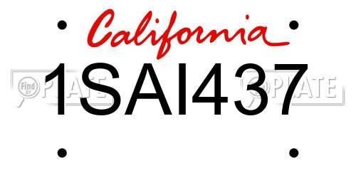 1SAI437 California License Plate