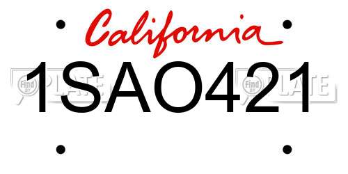 1SAO421 California License Plate