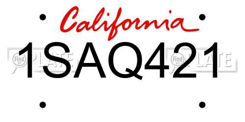 1SAQ421 California License Plate