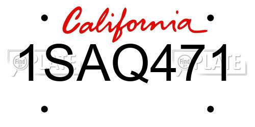 1SAQ471 California License Plate