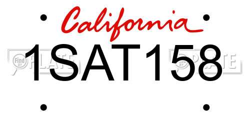 1SAT158 California License Plate